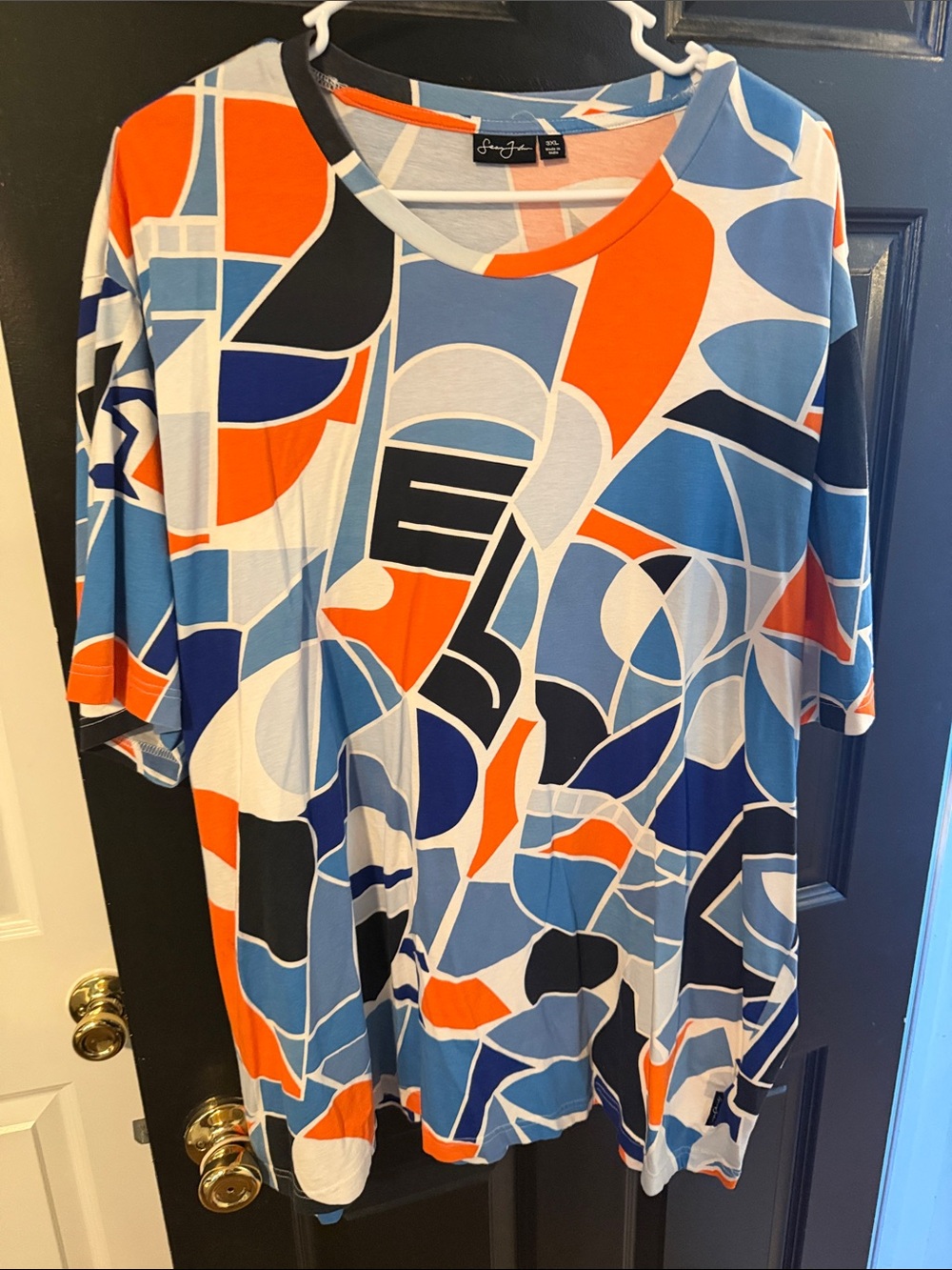 Sean John Abstract Geo Top - Blue, Orange & White